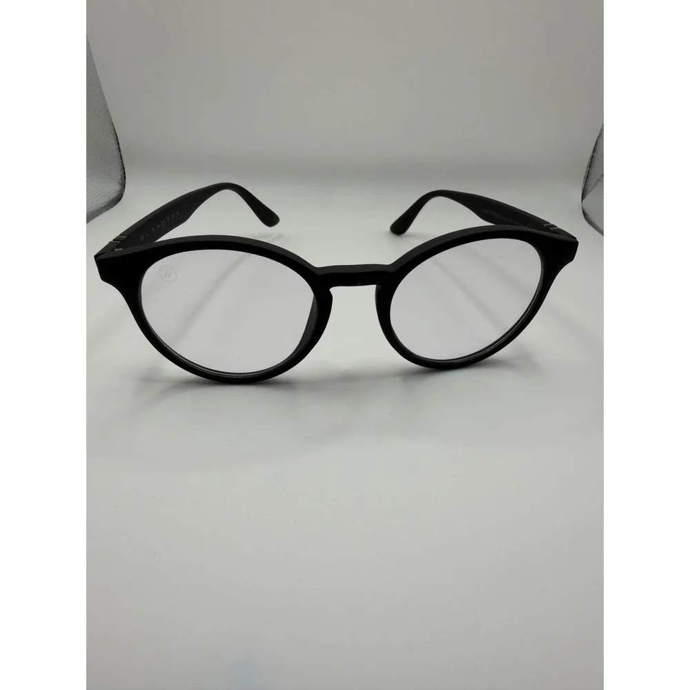 Blenders‎ Eyewear Matte Black Blue Light Blocking Glasses Round Frame Clear Lens
